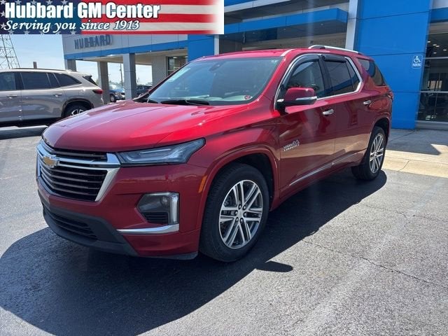 2023 Chevrolet Traverse High Country in Radiant Red Tintcoat — front three-quarter view