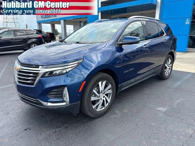 2022 Chevrolet Equinox Premier in Blue Glow Metallic — front three-quarter view