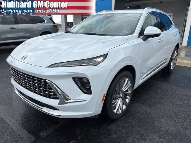 2026 Buick Envision Avenir in Iridescent White Tricoat — front three-quarter view